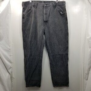 Rustler Men's Relaxed Fit Straight Leg Jeans High Rise Cotton Black Denim 40/30